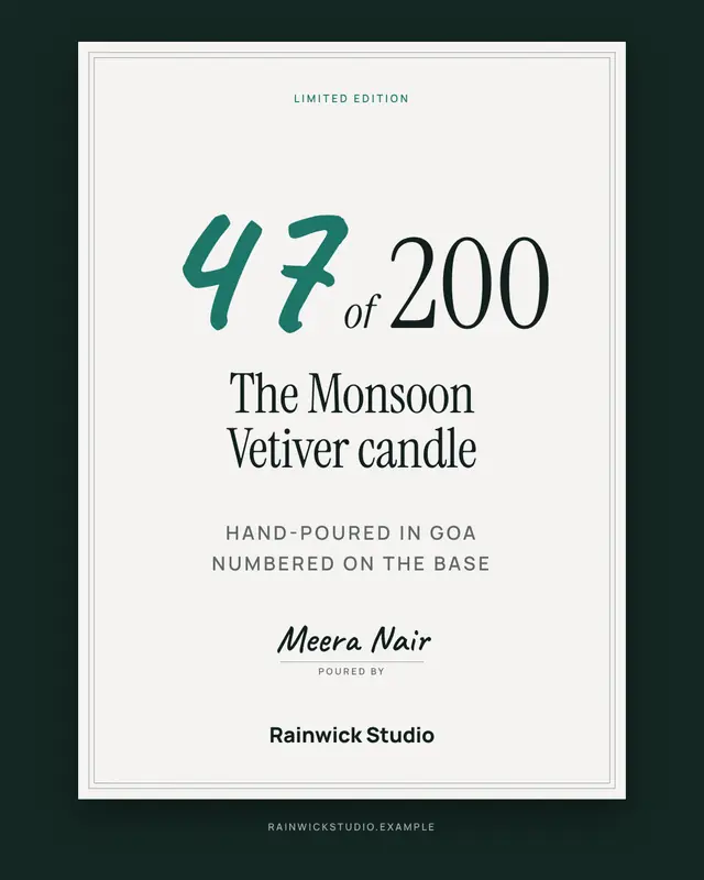 Numbered limited-edition card — sample creative