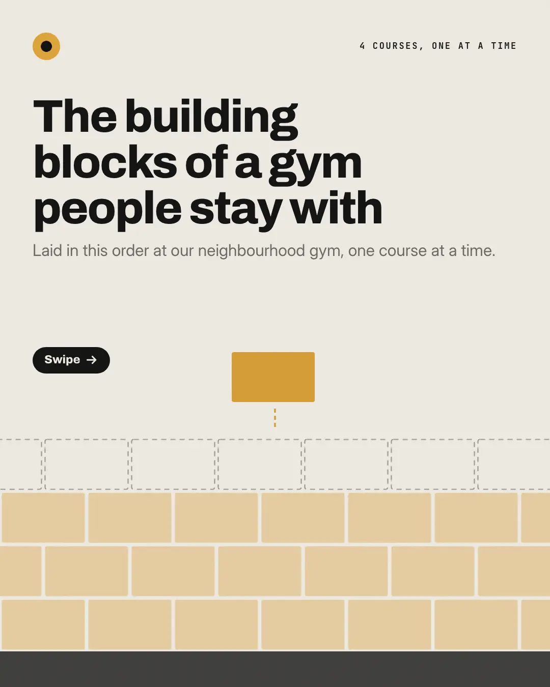 Sample Brick by brick creative (Mental models template), shown on the fictional brand Oakstride Gym