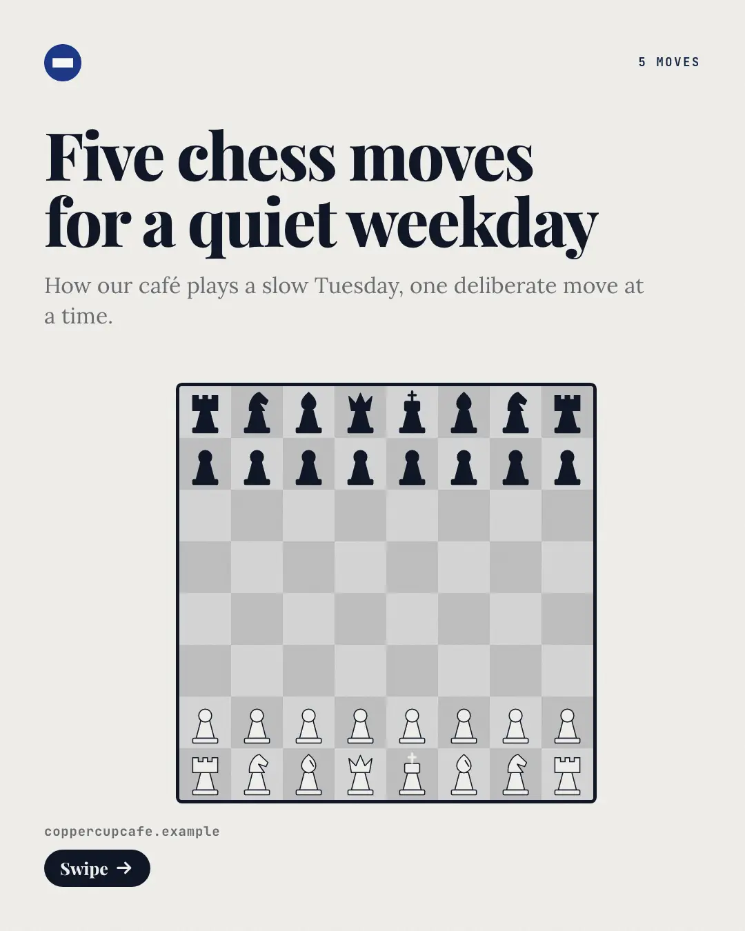 Sample Chessboard creative (Mental models template), shown on the fictional brand Coppercup Café