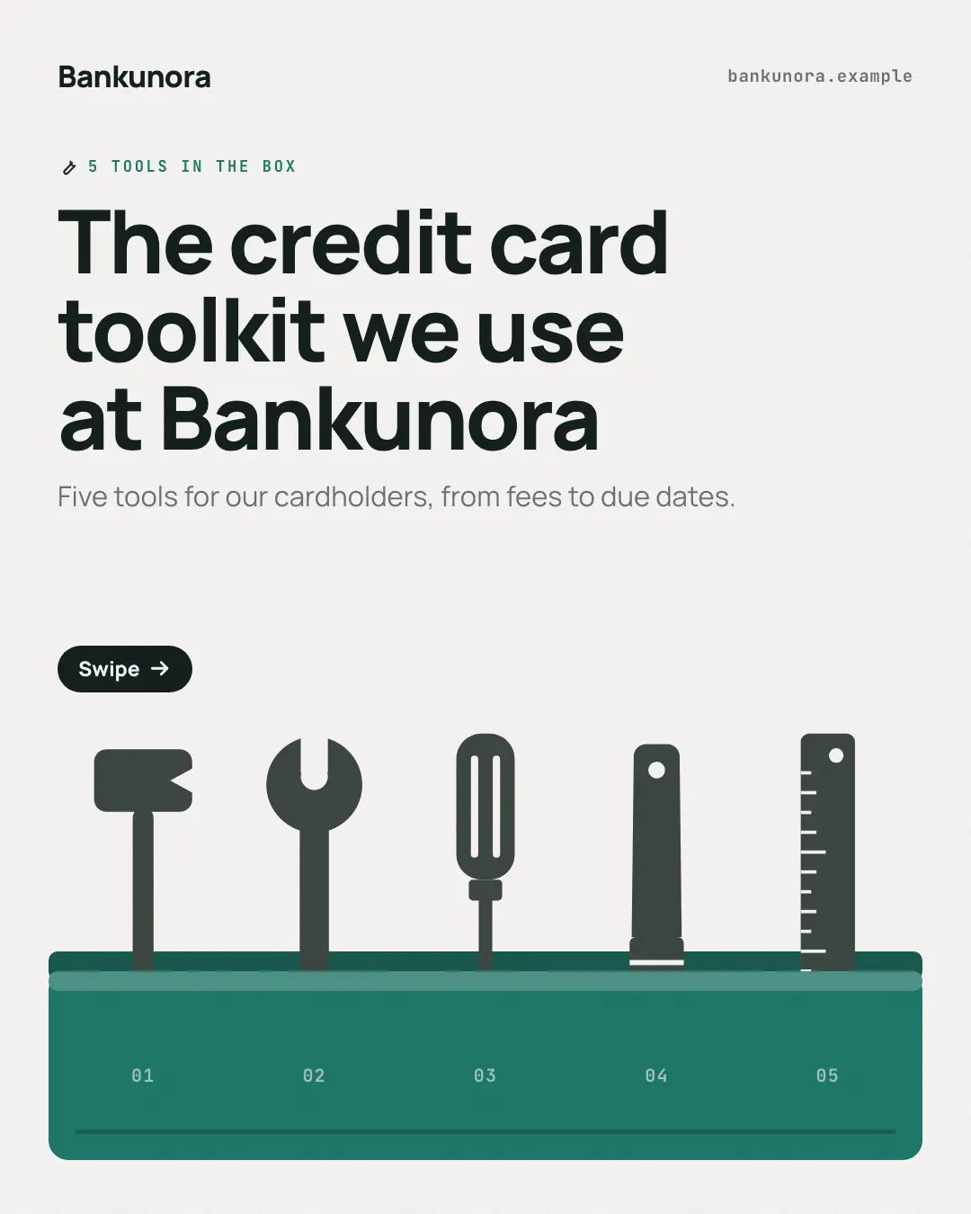 Sample Toolbox creative (Mental models template), shown on the fictional brand Bankunora