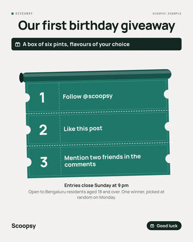 Giveaway — sample creative