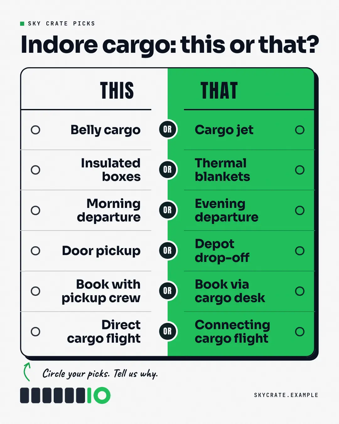 Sample This or that creative (Comparison template), shown on the fictional brand Sky Crate