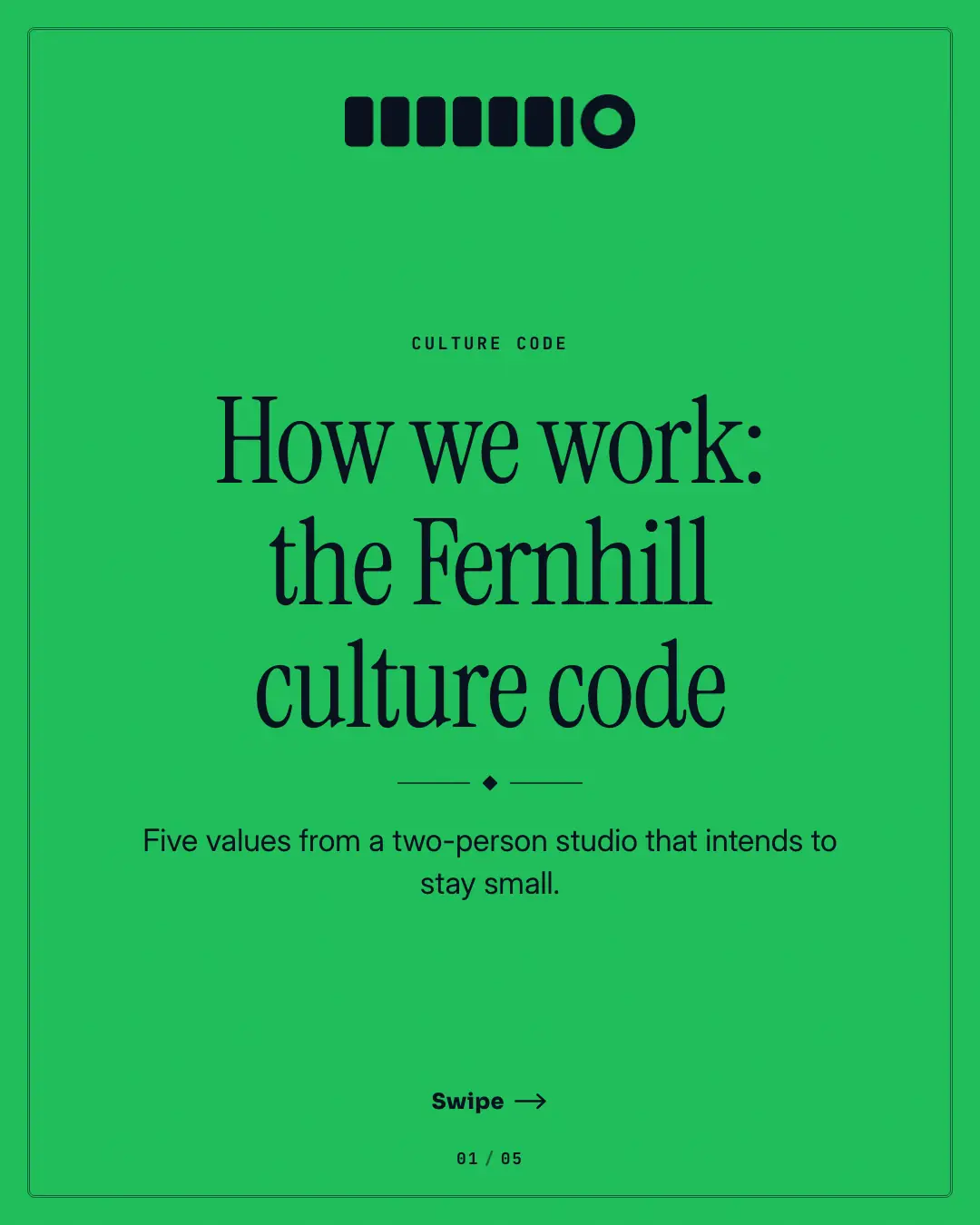 Sample Culture code creative (Business decks template), shown on the fictional brand Fernhill