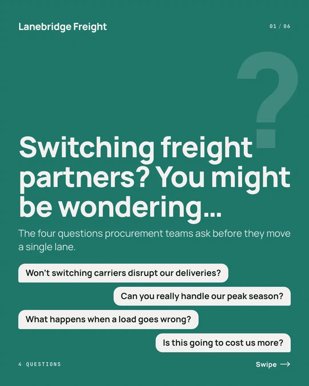 Sample Objection rebuttals creative (Business decks template), shown on the fictional brand Lanebridge Freight