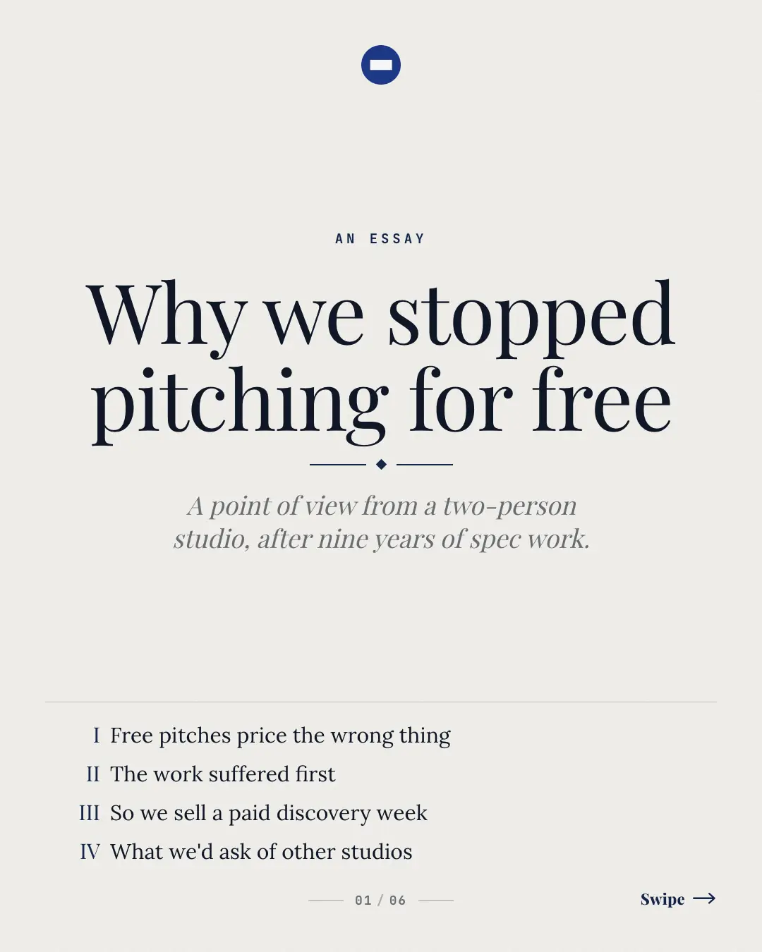 Sample Point-of-view essay creative (Business decks template), shown on the fictional brand Littlearc Studio