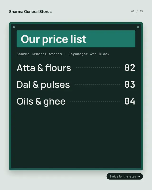 Wall price board — sample creative