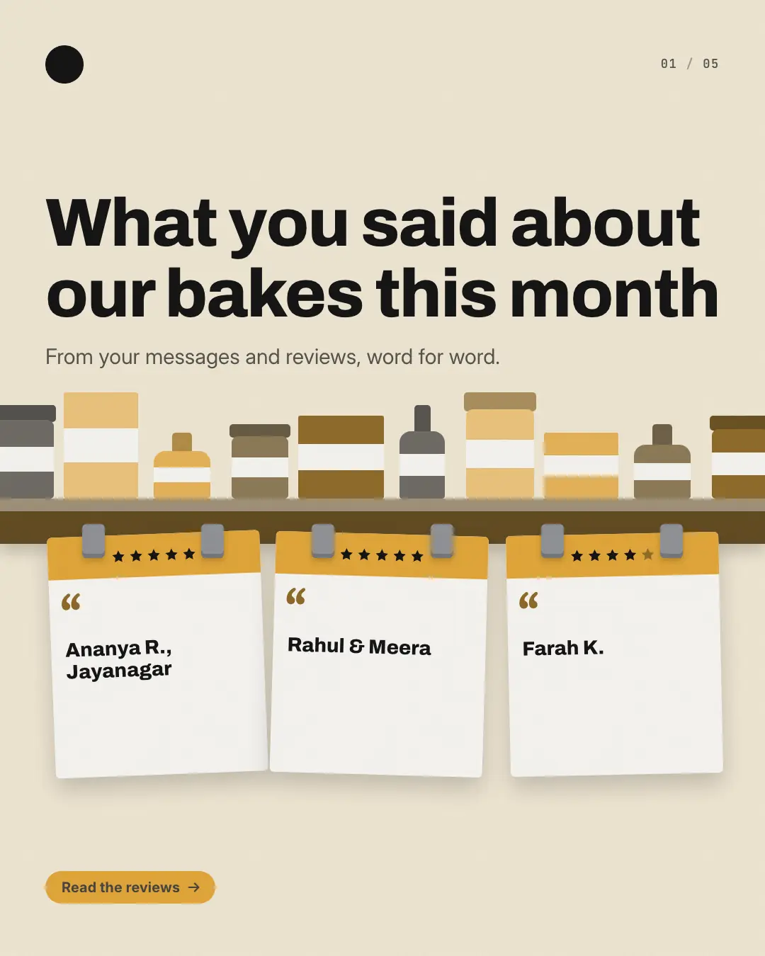Sample Shelf-talker reviews creative (Shopfront carousels template), shown on the fictional brand Crumb & Co