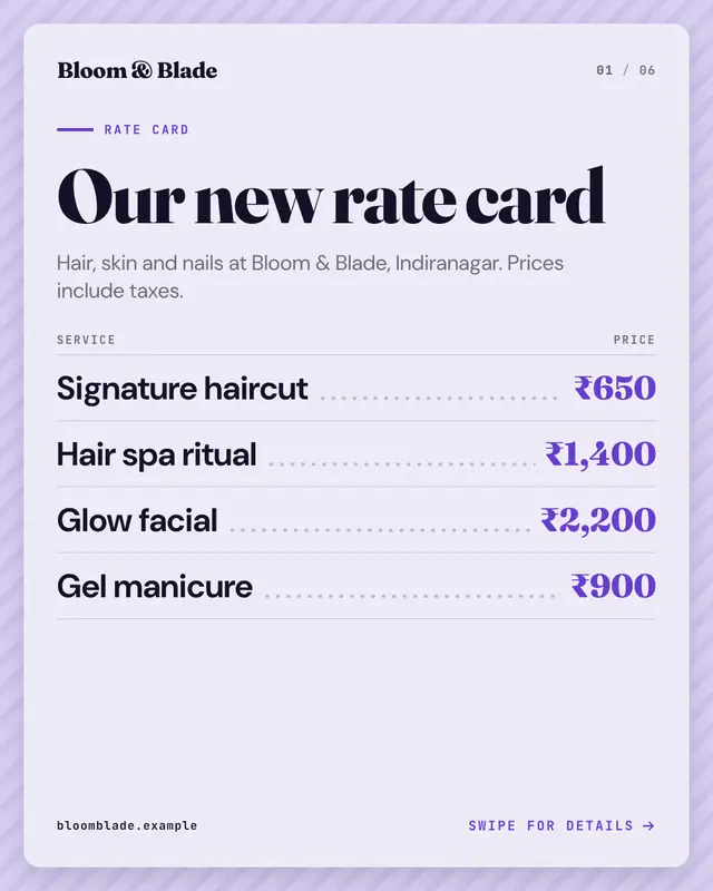 Rate card — sample creative