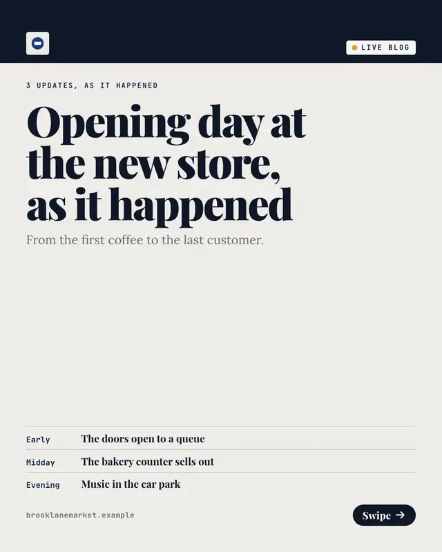 Live blog — sample creative