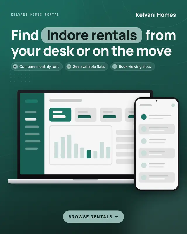 Sample Laptop + phone creative (Device mockups template), shown on the fictional brand Kelvani Homes