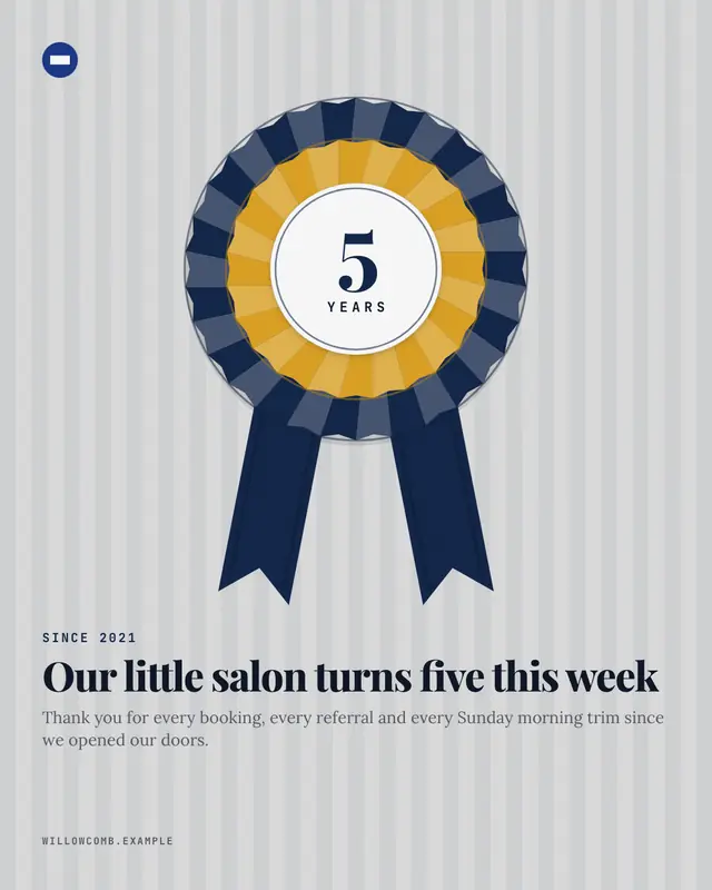 Years-in-business rosette — sample creative