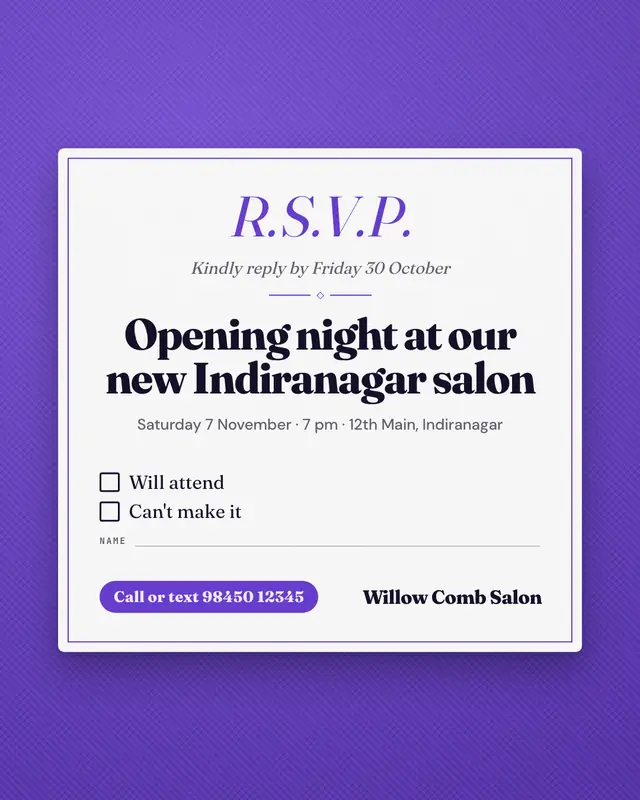 RSVP card — sample creative
