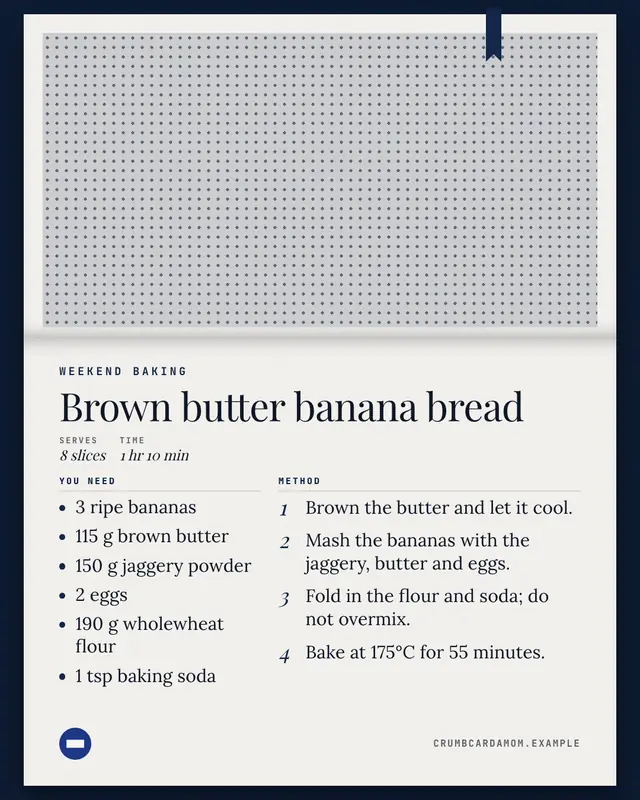 Cookbook page — sample creative