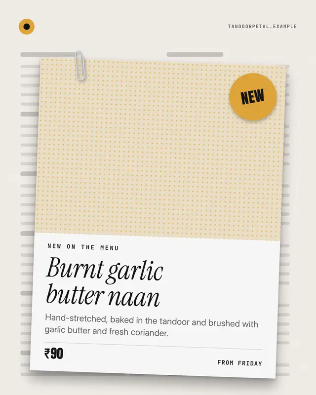 New on the menu — sample creative