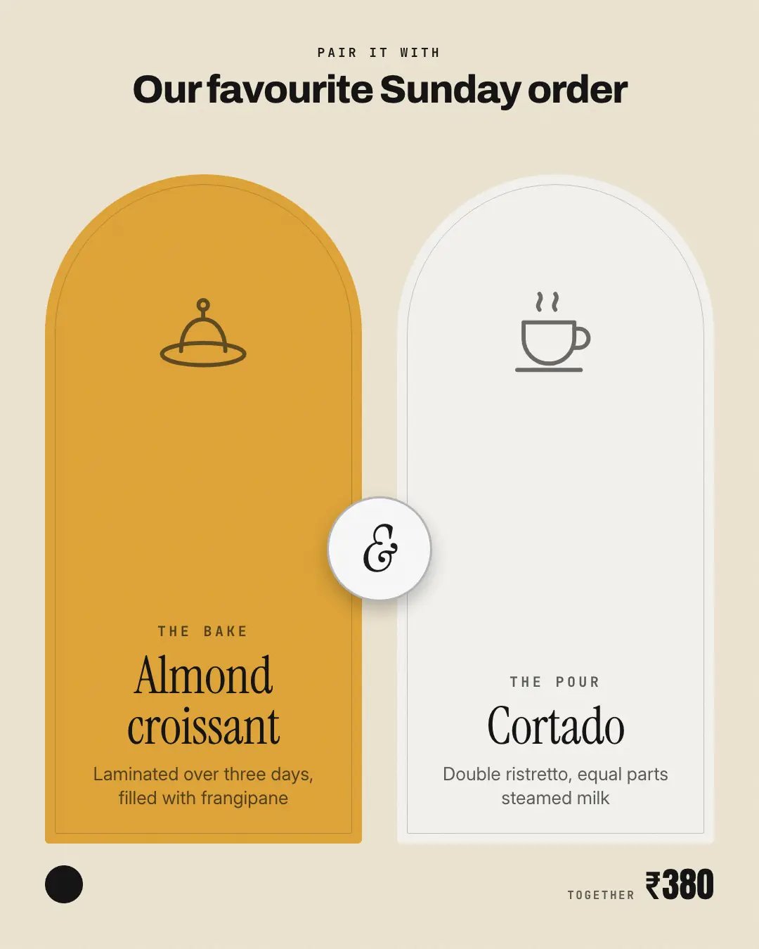 Sample Duo card creative (Menus & dishes template), shown on the fictional brand Crumb & Cardamom