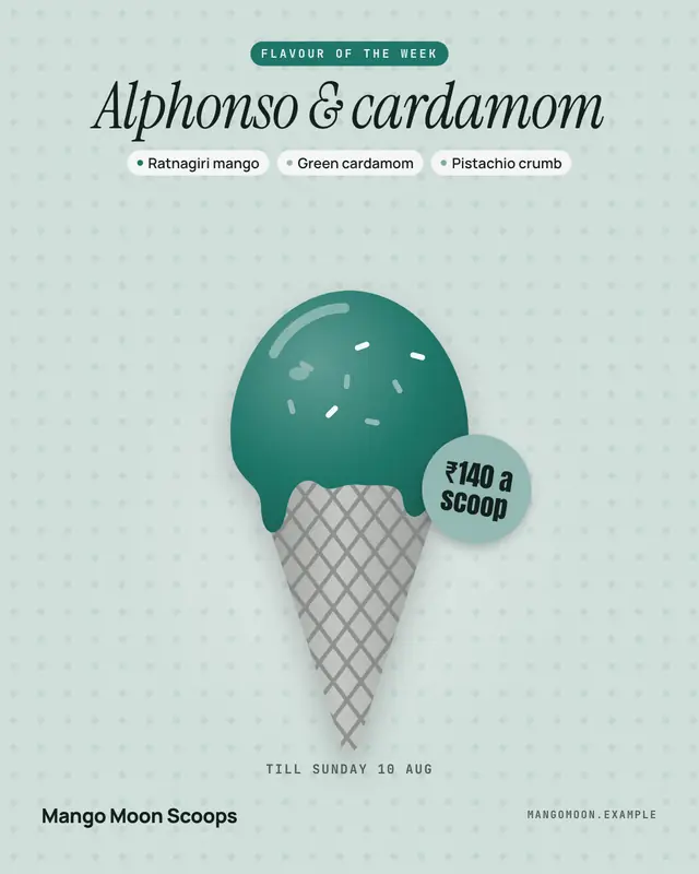 Waffle-cone flavour card — sample creative