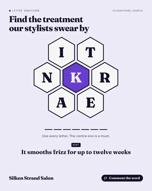 Word honeycomb — sample creative