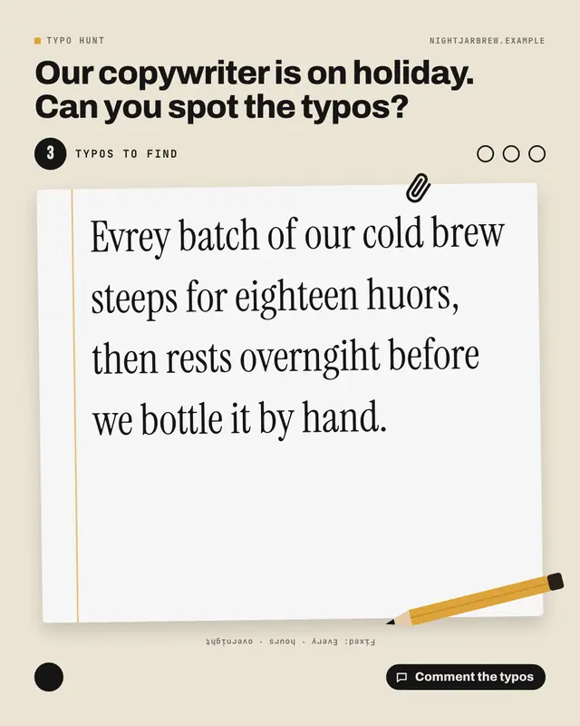 Typo hunt — sample creative