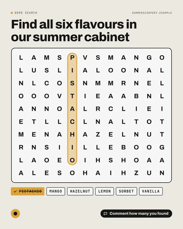 Word search — sample creative