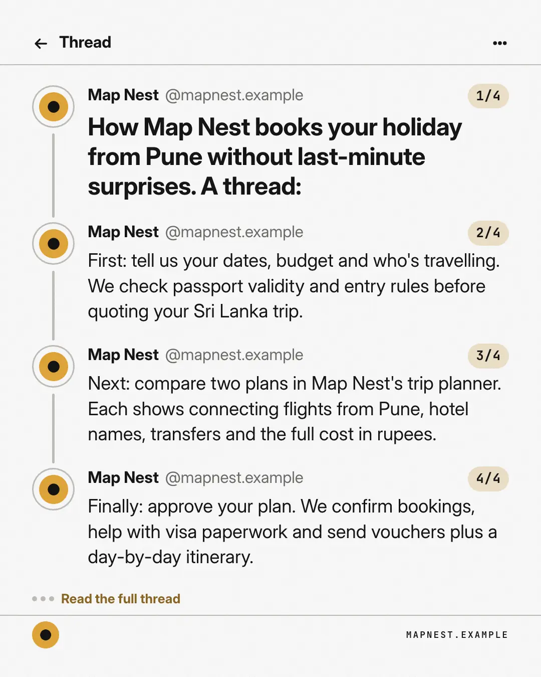 Sample Thread creative (Internet culture template), shown on the fictional brand Map Nest