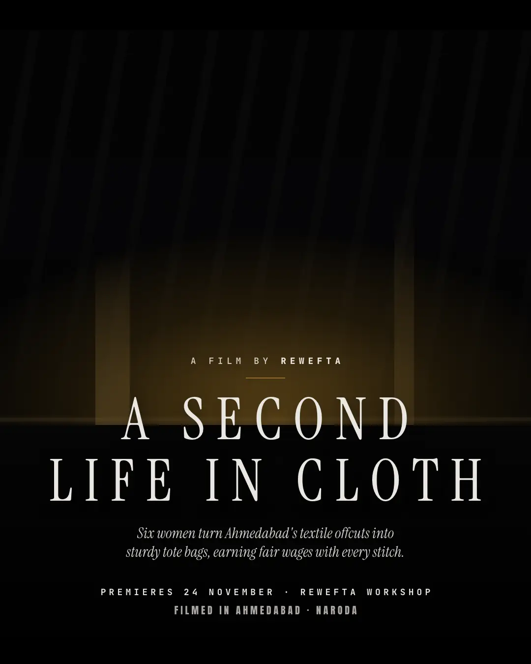 Sample Documentary title card creative (News & media template), shown on the fictional brand Rewefta