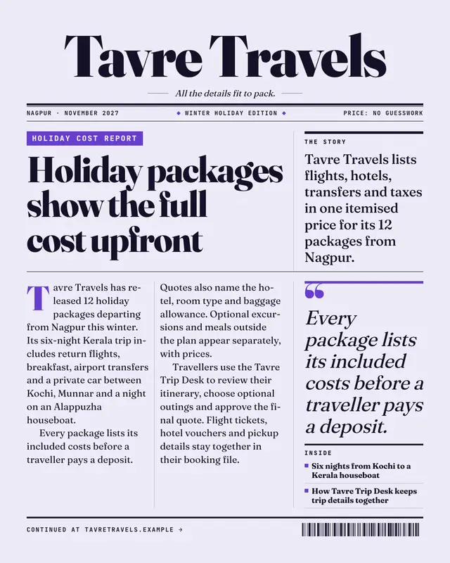 Front page — sample creative