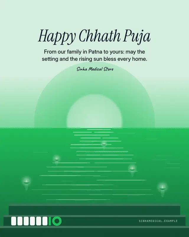 Chhath sun on the ghat — sample creative