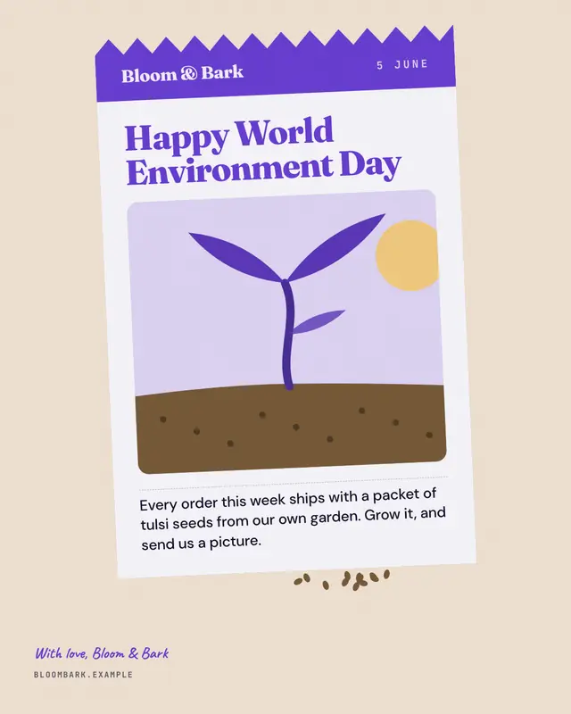 World Environment Day seed packet — sample creative