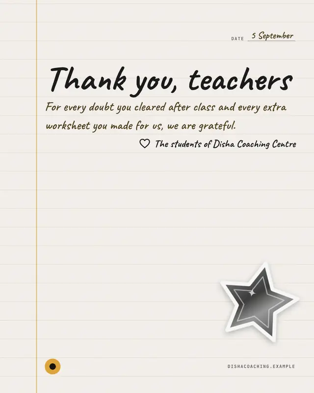 Teachers' Day gold star — sample creative
