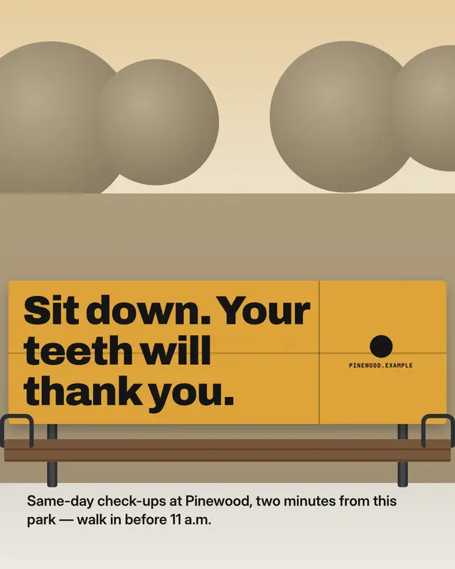 Bench backrest ad — sample creative