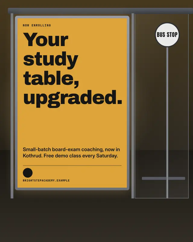 Bus-shelter poster — sample creative