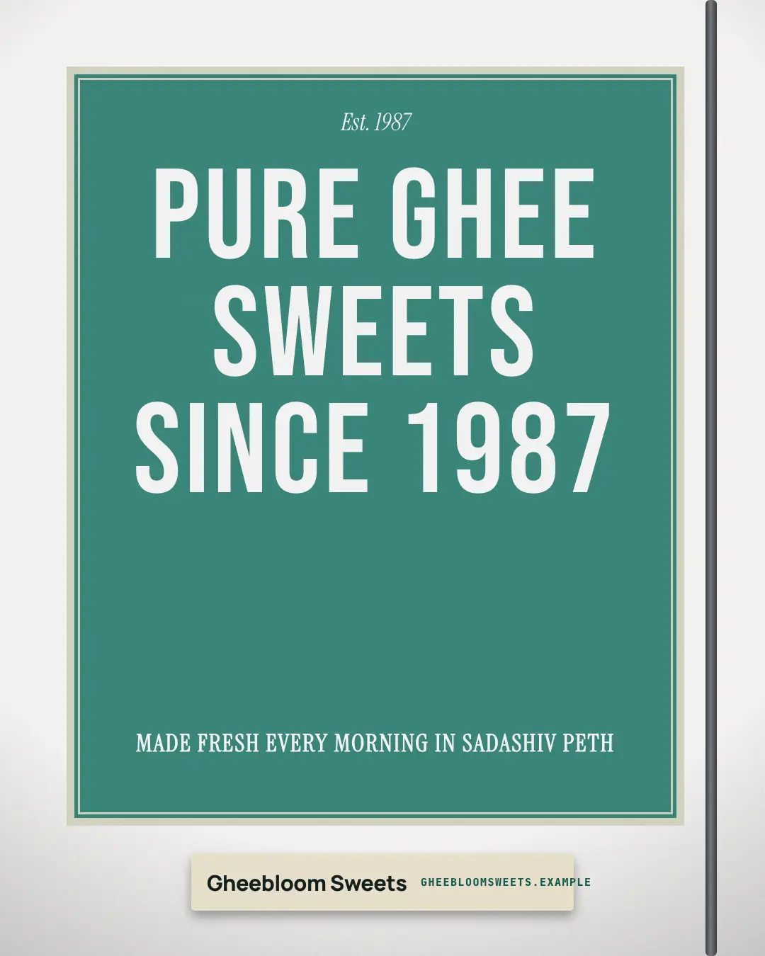 Sample Painted wall ad creative (Posters & OOH template), shown on the fictional brand Gheebloom Sweets
