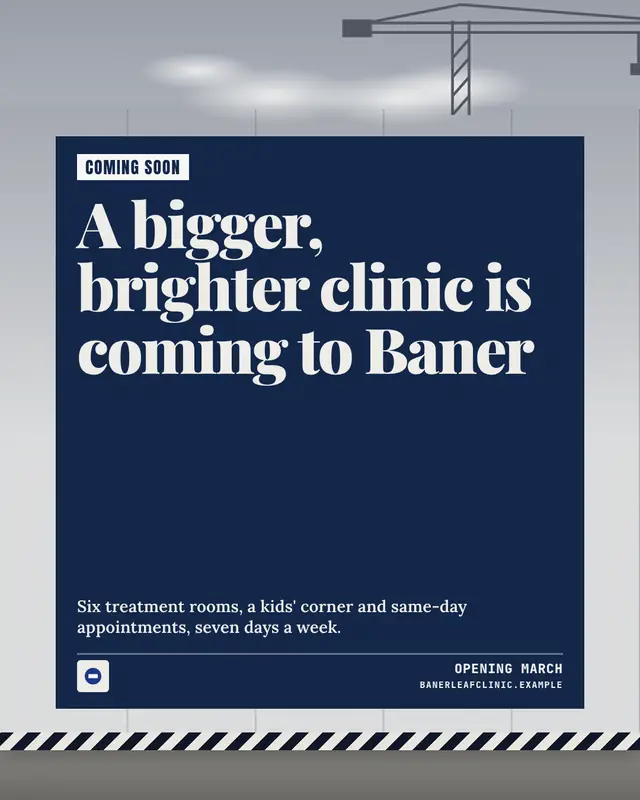 Hoarding: coming soon — sample creative