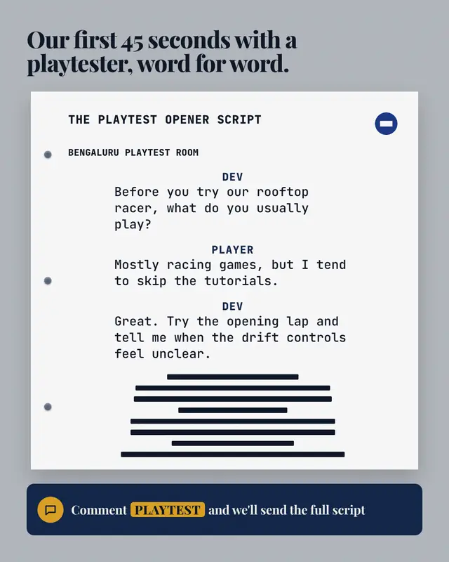 Script page — sample creative