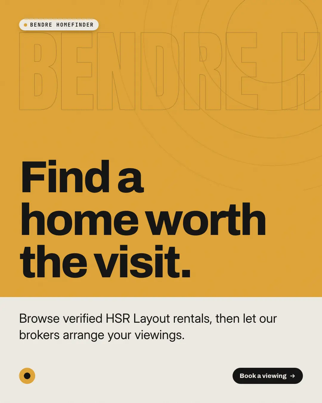 Sample Benefit hero creative (Product showcase template), shown on the fictional brand Bendre Realty