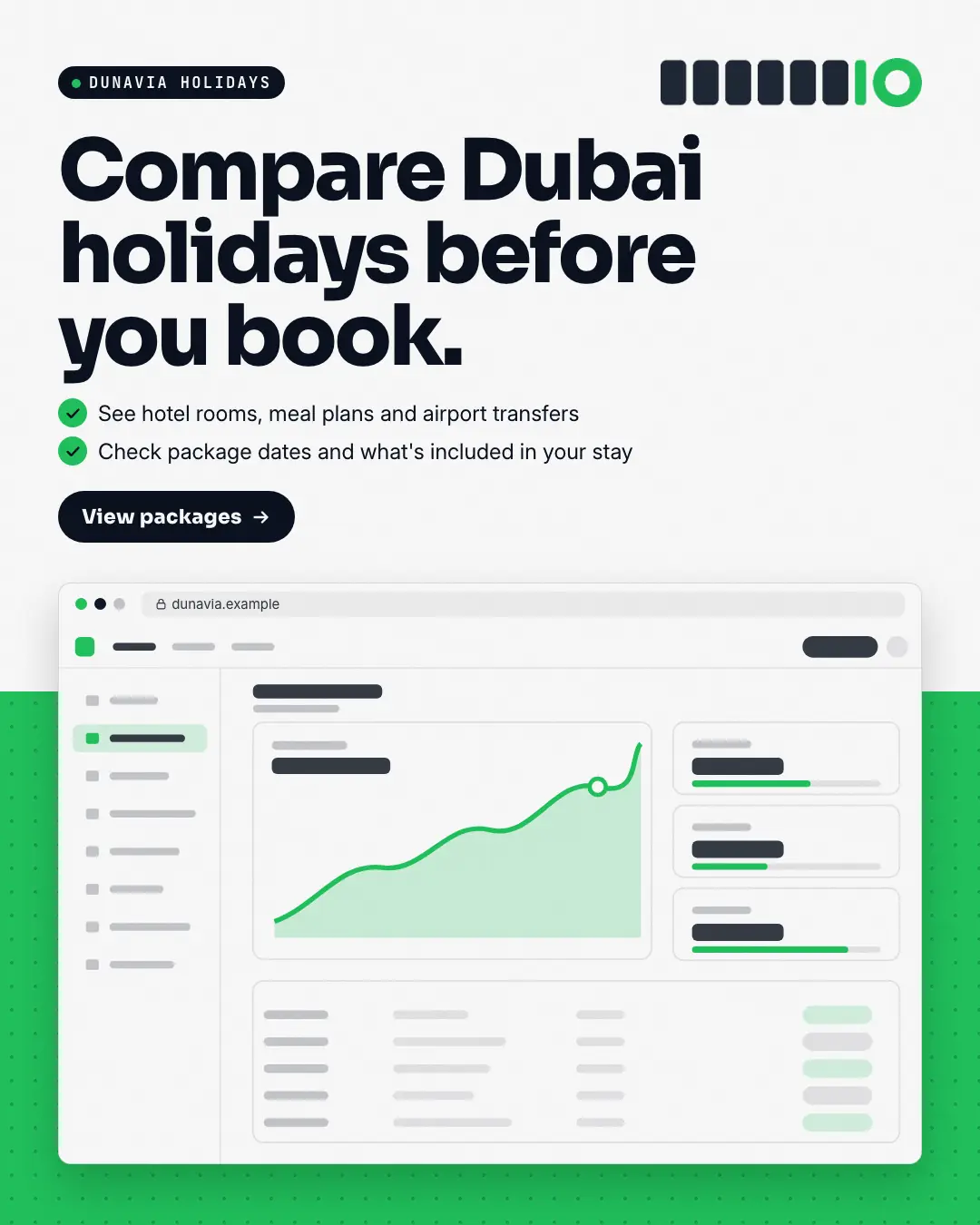 Sample Device frame creative (Product showcase template), shown on the fictional brand Dunavia