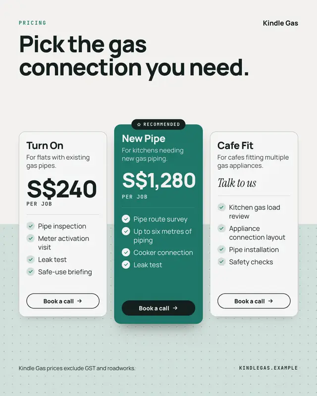 Pricing card — sample creative