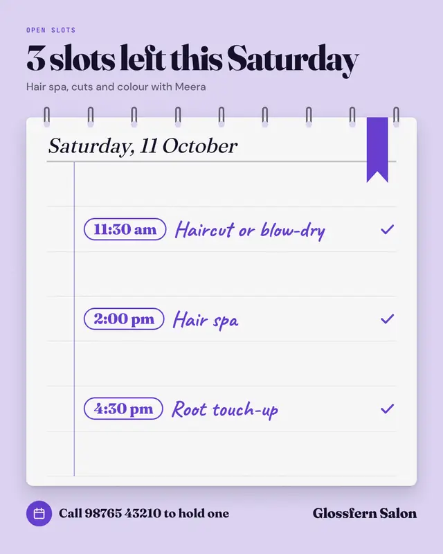 Open appointment slots — sample creative