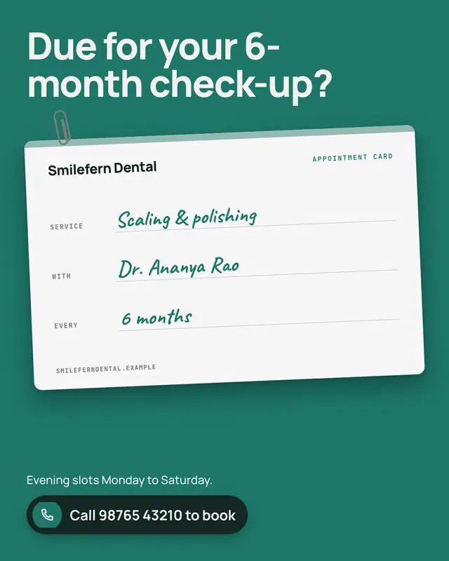 Appointment reminder card — sample creative
