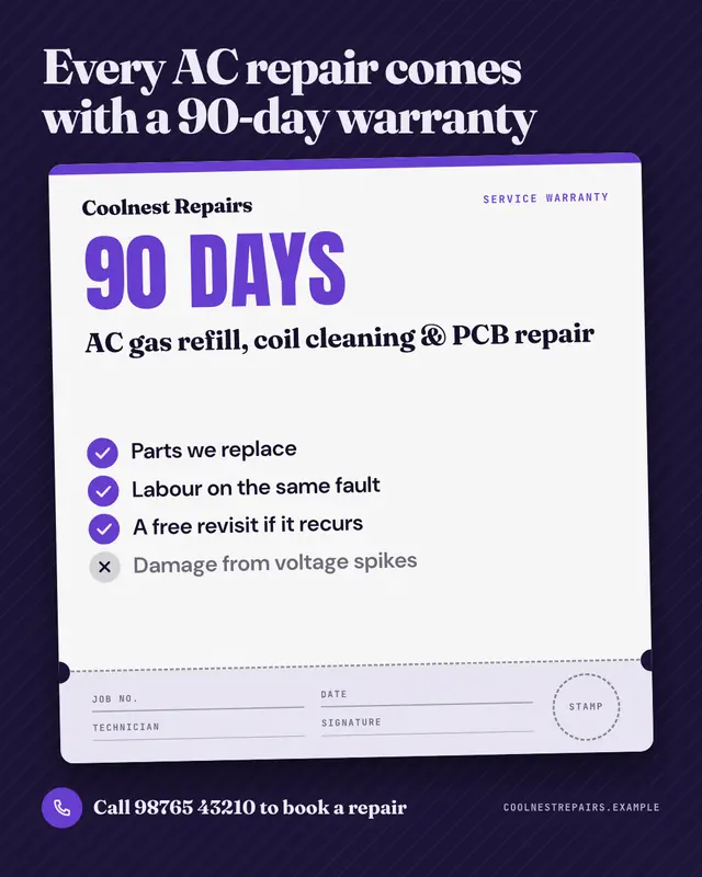 Warranty card — sample creative