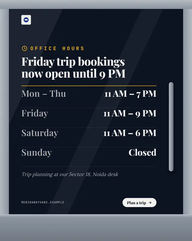 Opening-times decal — sample creative