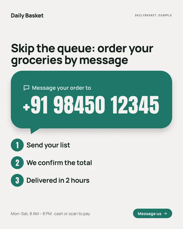 Chat-bubble number — sample creative