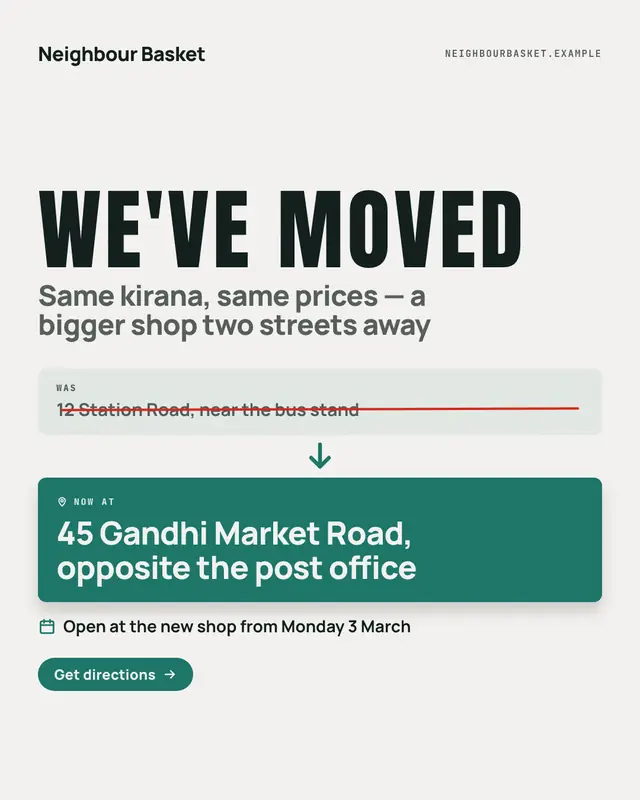 We've moved — sample creative