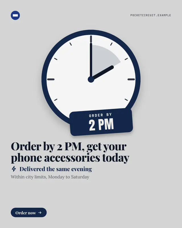 Same-day cutoff clock — sample creative