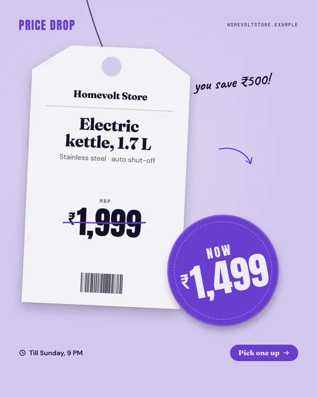 Markdown price tag — sample creative