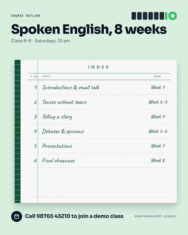 Syllabus index — sample creative