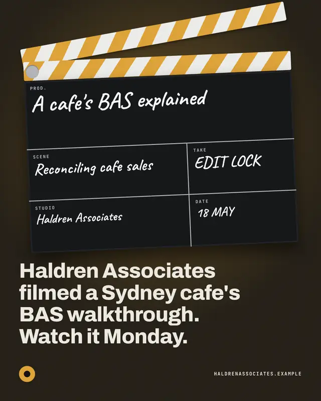 Clapperboard slate — sample creative