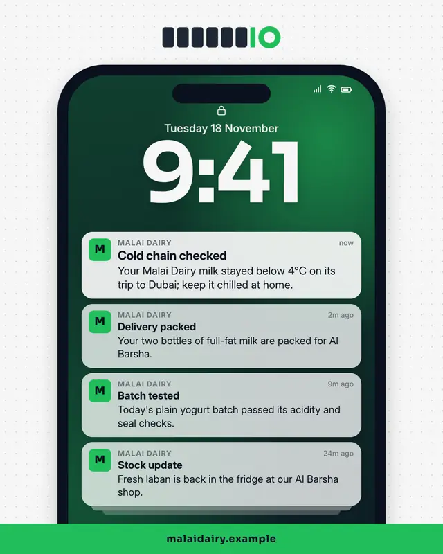 Push notification stack — sample creative
