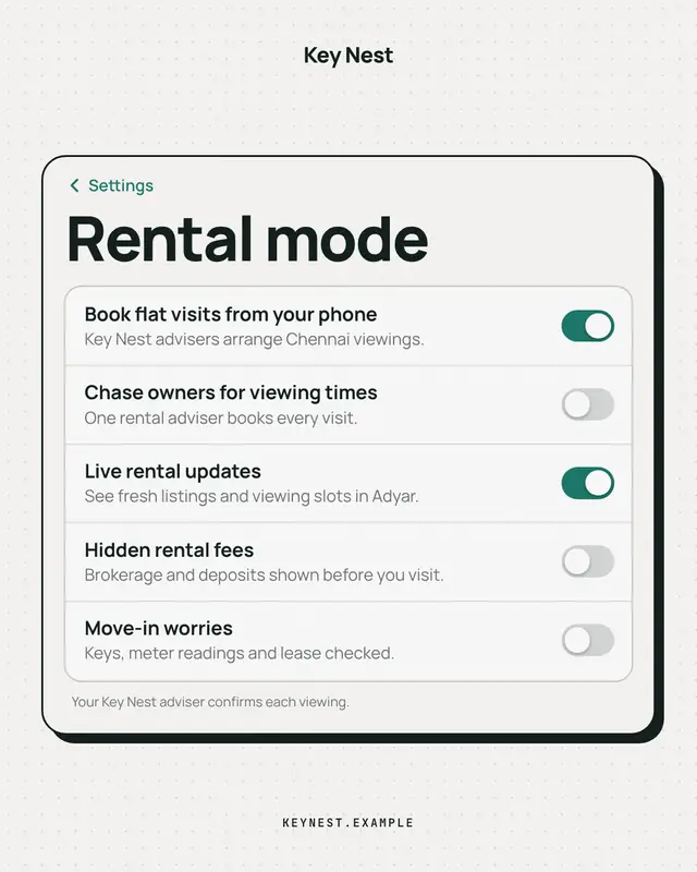Settings toggles — sample creative