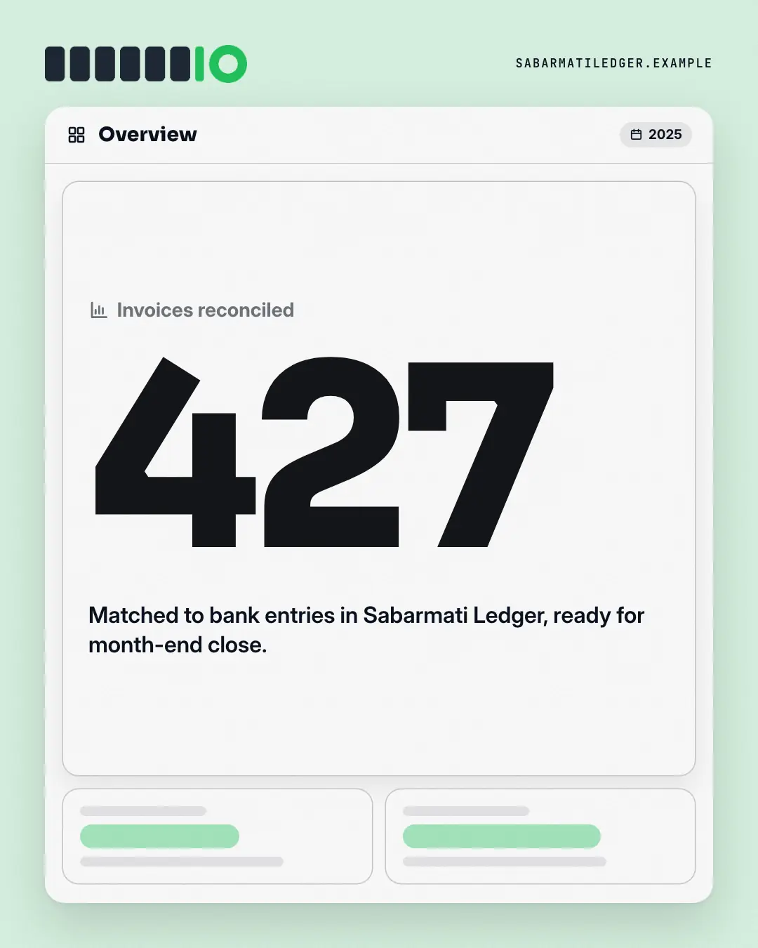 Sample Dashboard KPI tile creative (Work apps template), shown on the fictional brand Sabarmati Ledger